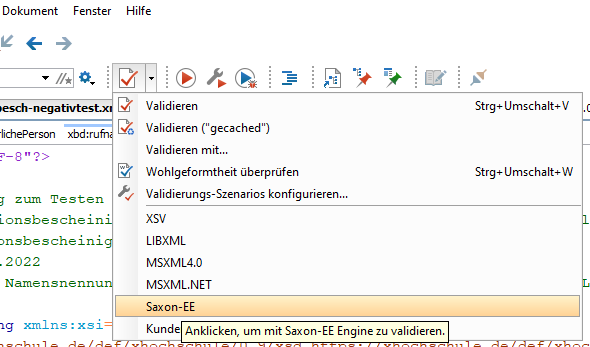 Validieren mit Saxon EE